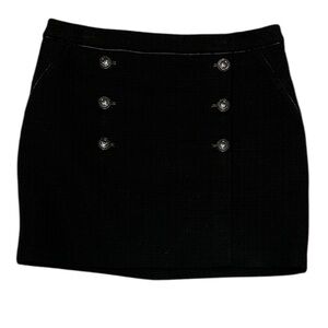 White House Black Market Double-Breasted Black Mini Skirt. Size 10